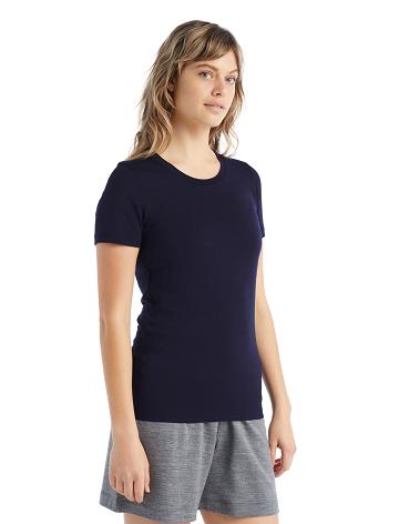 Koszulki Icebreaker Merino Tech Lite II Krótkie Sleeve Damskie Granatowe | PL 1370BEXC